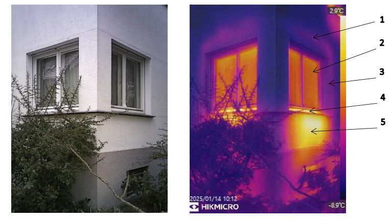 Thermografie-Aufnahme eines Fensters zur Analyse von Schwachstellen im Wärmeschutz