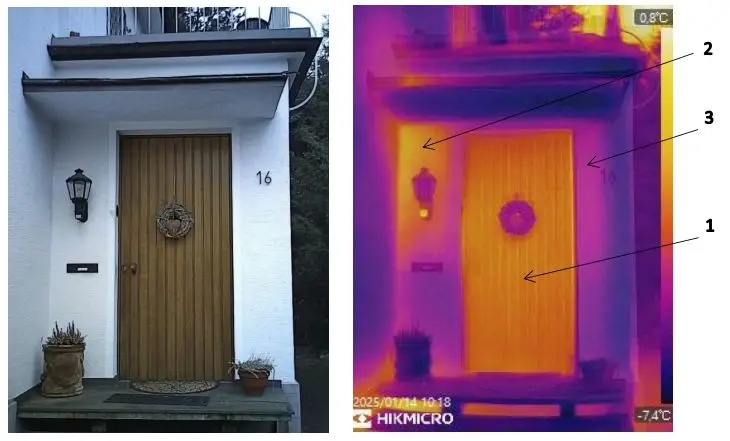 Thermografieaufnahme an einer Haustür